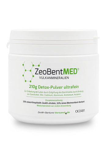 ZeoBentMed Pulver ultrafein, die ideale alltagstaugliche Darm- und Leberreinigung, Abbildung der 210g Packung